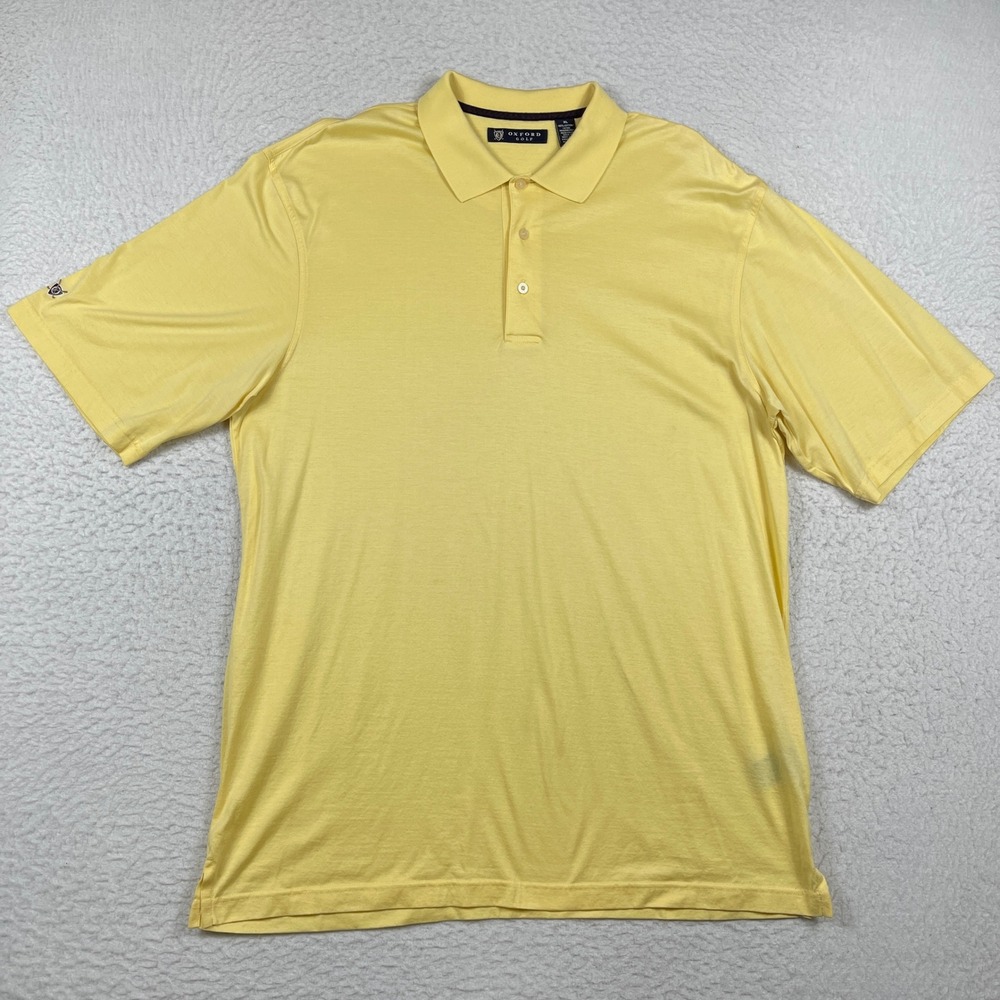 Oxford Golf Polo Shirt Mens XL Yellow Mercerized Cotton Short Sleeve Solid